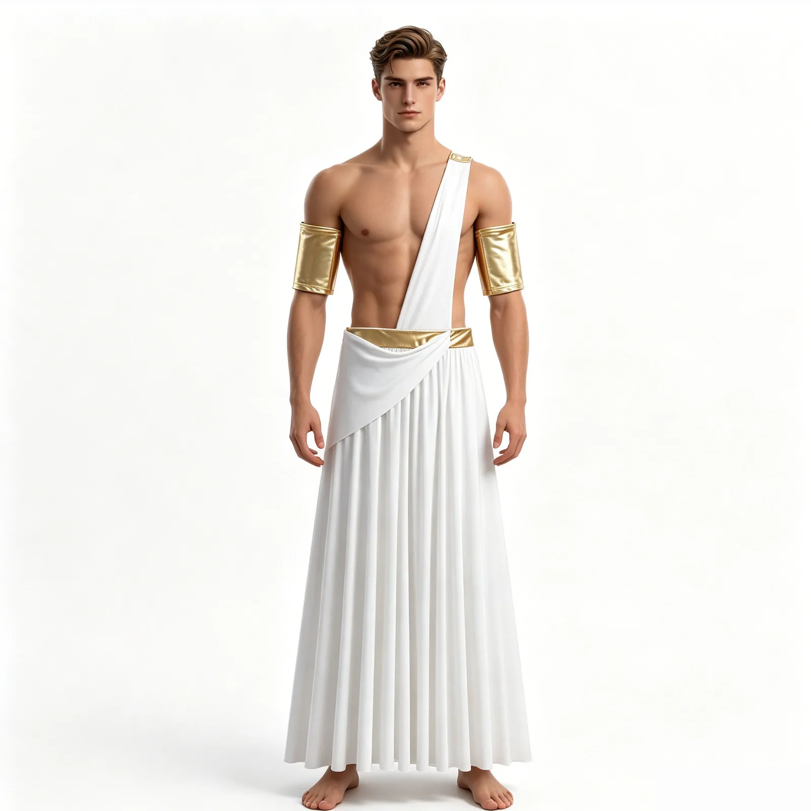 Disfraz de emperador romano Toga para hombre, traje de Gladiador, Guerrero griego, mitología griega antigua, Dios Cosplay, Falda larga con pulseras, Halloween