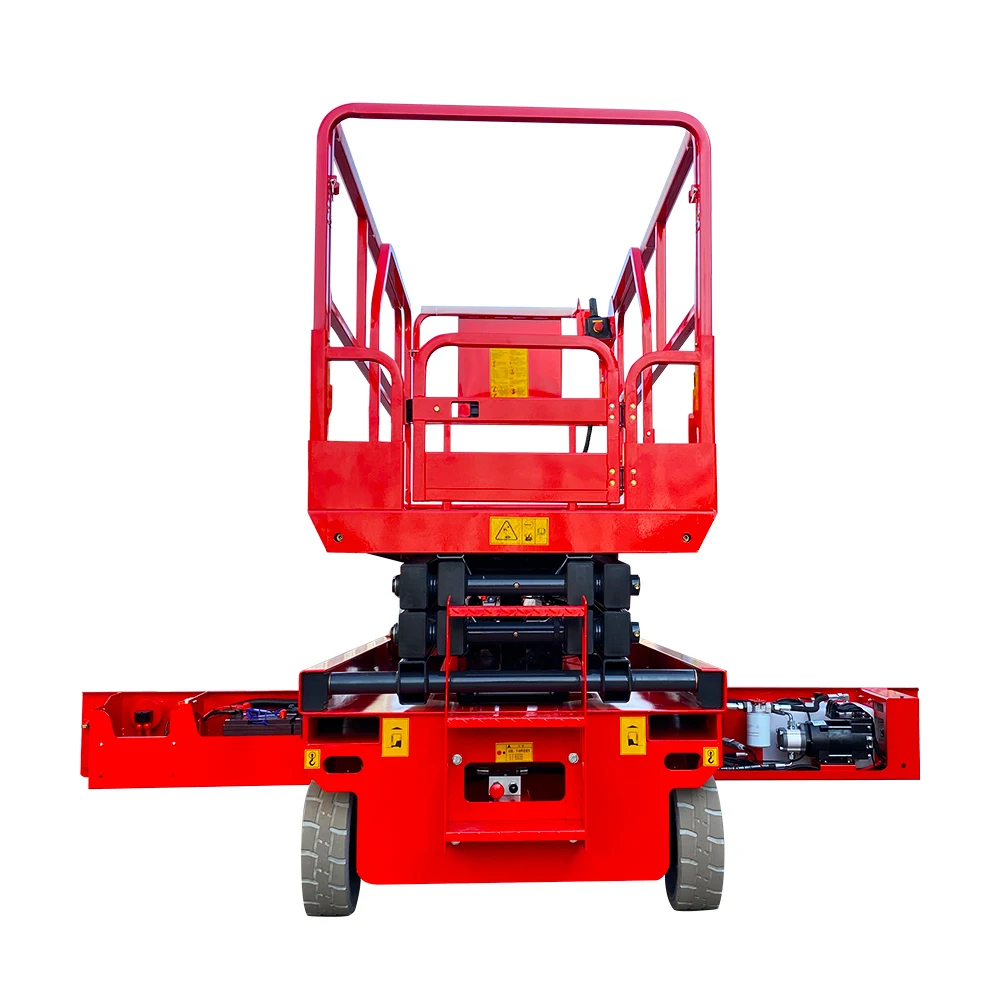 Self-propelled mobile scissor aerial work platforms ranging from 4m-16m can use lead-acid batteries,with heights of 4m-16m