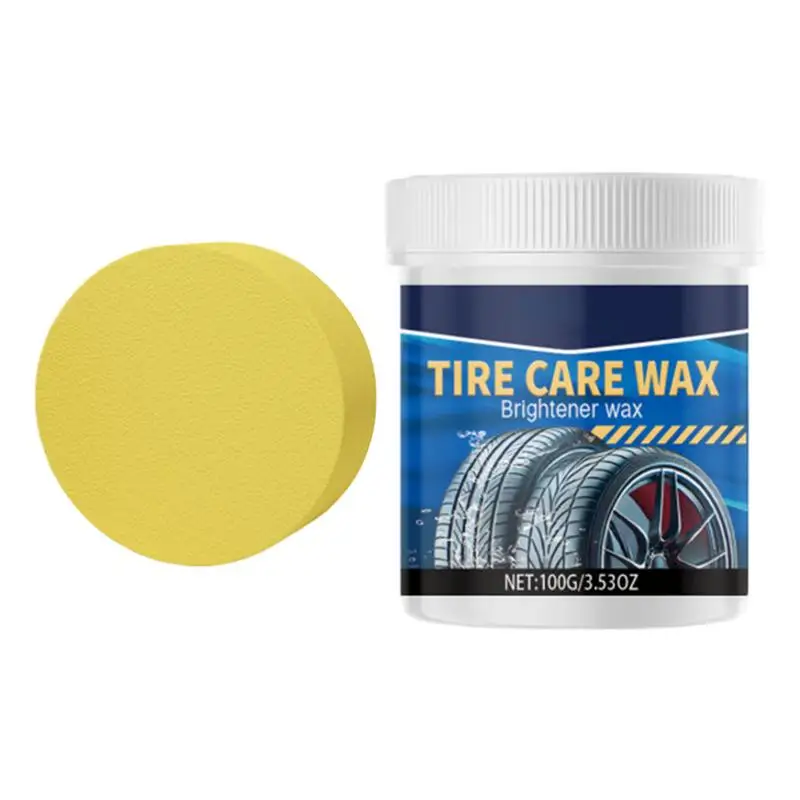 Car Tyre Cleaning Wax 100g Car Tire Dressing Polish Wax For Cleaning Tyre Stain Remover Sponge Included For Car Tire High Gloss