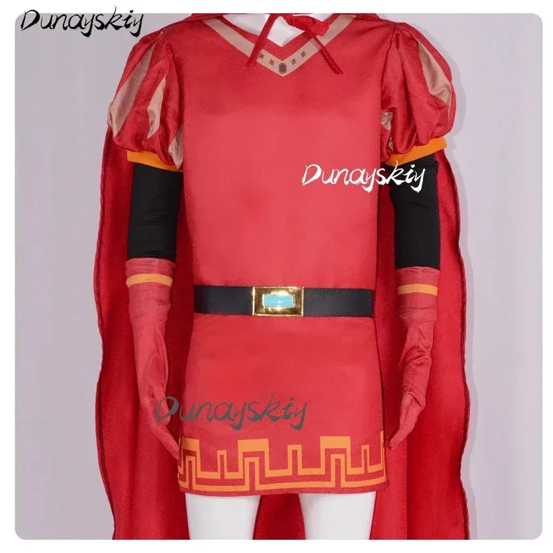 

qq 123Lord Farquaad Косплей Костюм Комплект Парик Шляпа Средневековый Рыцарь Одежда Красная Накидка Плащ Черные Волосы Ролевая Игра Костюмированный Наряд для