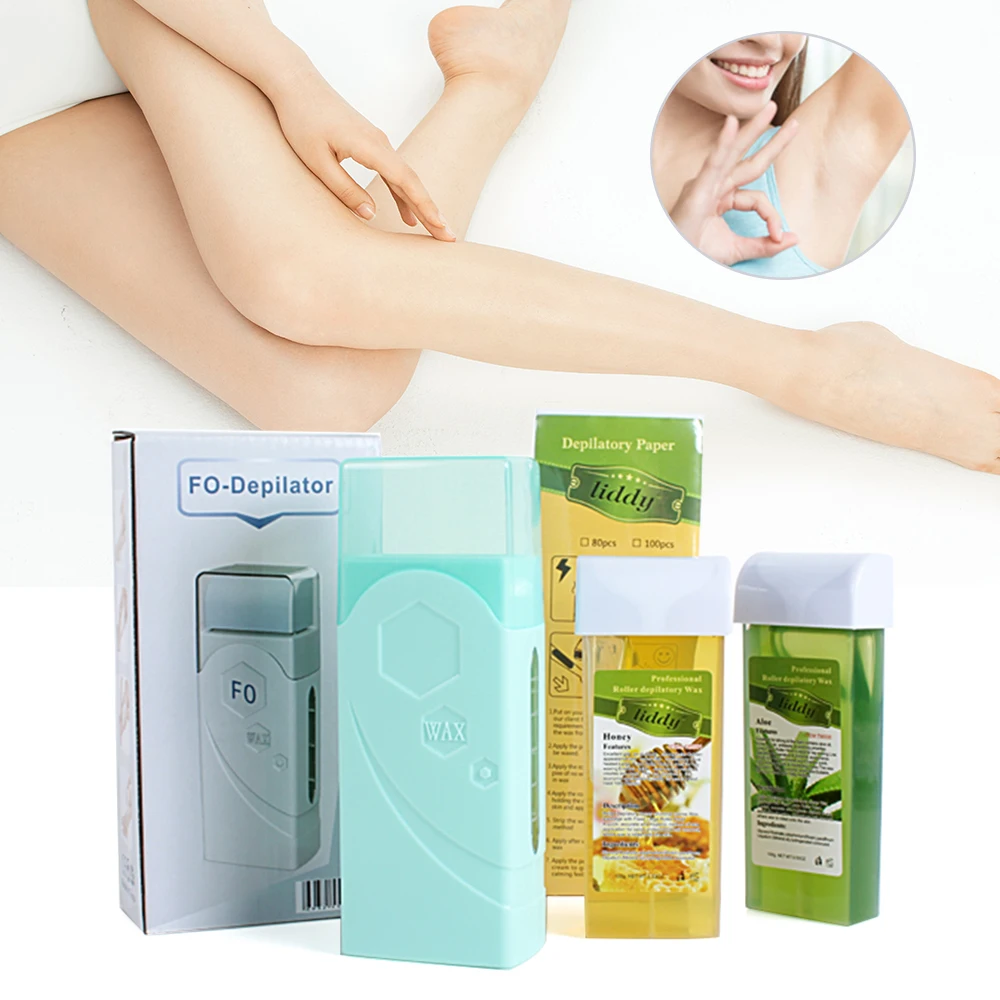 

Epilatory Waxing Kit Electric Wax Warmer Rolling Depilatory Wax Heater Machine For Hair Removal Paraffin Heater with Honey Scent