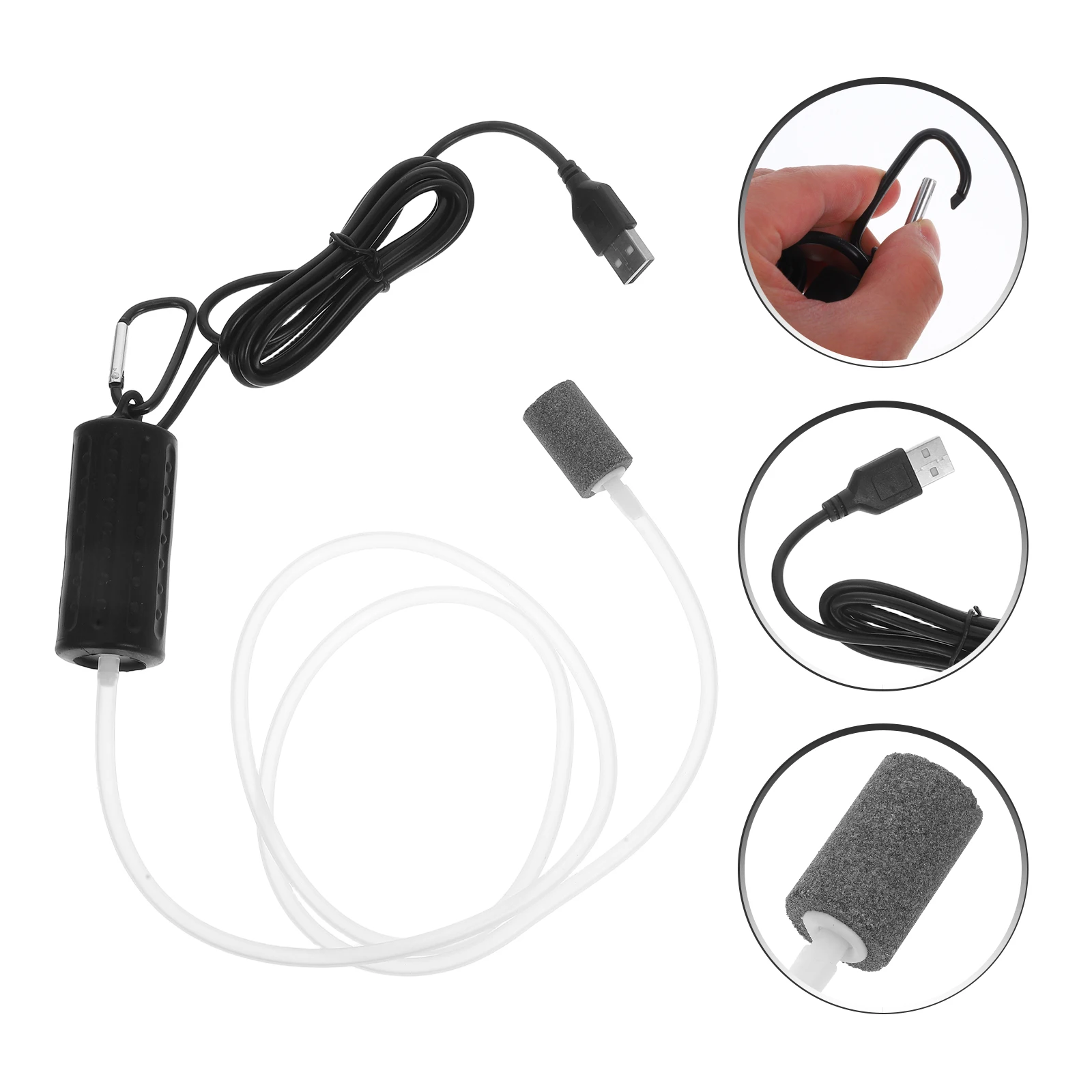 

Muffler Low Noise USB Powered Aquarium Oxygen for Fish Tank Pond Bubbler Black Silent Economic Power Saving High