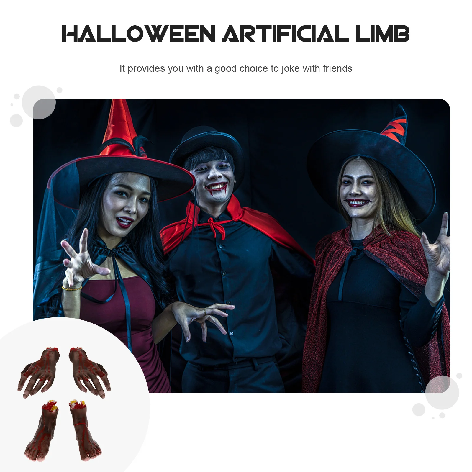 4pcs Fake Limbs Props Realistic Prank Hands Feet For Halloween Haunted House Decor Creepy Body Parts Scary Decoration