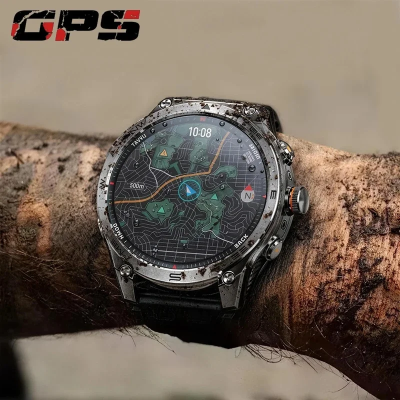 Military Smart Watch for Men with Built-in GPS Compass Barometric Altimeter 10ATM Waterproof 1000mAh Battery Sports Smartwa