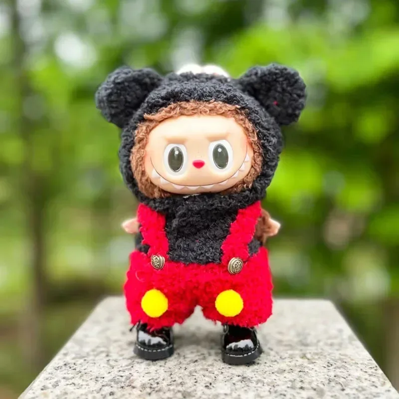 Labubu 17cm Doll's Clothes The Monster Labubu Outfit Accessories Clothing DIY Kids Gift Winter Mickey Mouse Suit Hat Shoes YE10A