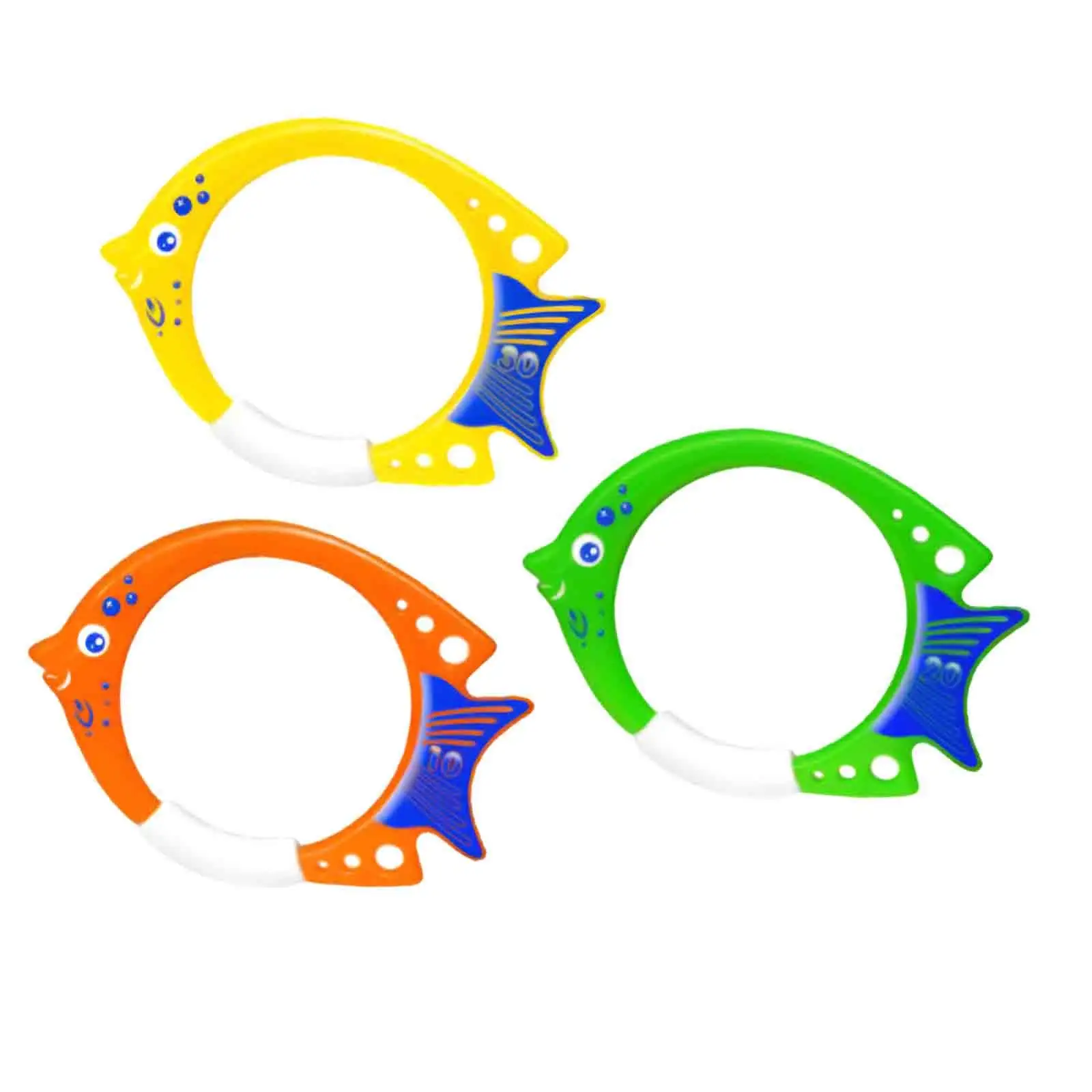 3 Pieces Fish Ring Toys Fun Training Equipment Pool Dive Rings Underwater Rings for Games Water Sports Aquatic Exercise Boys