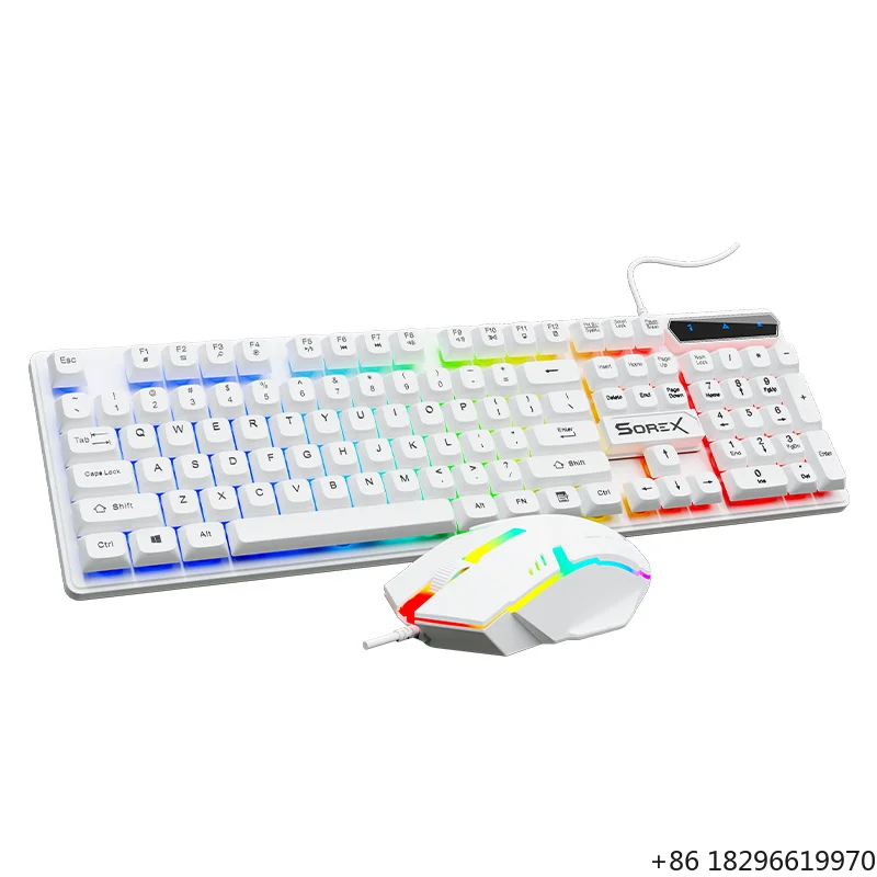 KM2025 Lightweight 435g Keyboard Mouse Set 105 Keys Colorful Backlit 5M Life Waterproof 1.35m Cable