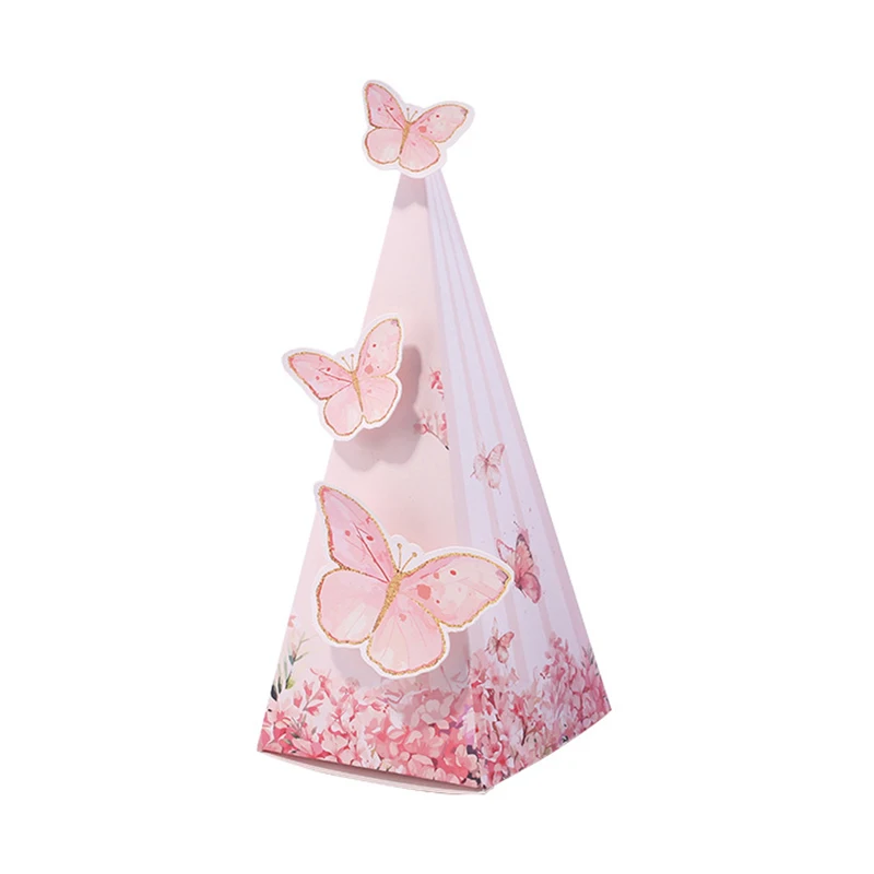 10/20Pcs Cartoon Schmetterling Papier Süßigkeiten Geschenk Box Dreieck 3D Schokolade Hochzeit Gunsten Geschenk Verpackung Box Geburtstag Party Dekoration – Detail 6