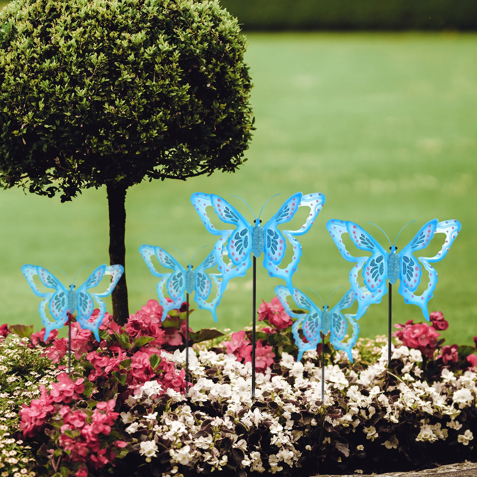 

1Pcs Iron Art Butterflies Decor Durable Garden Stake Ornament Retro Style Long Lasting Butterflies Stake