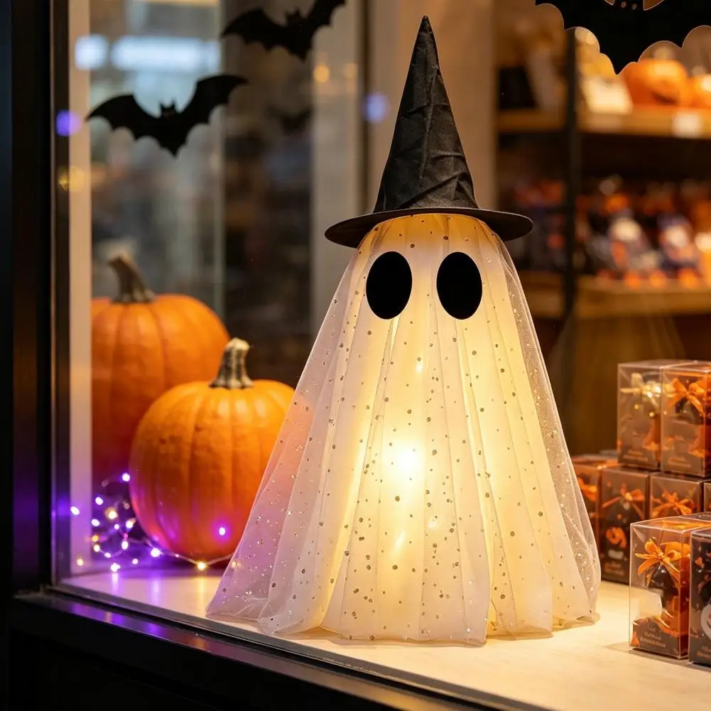 Cute Halloween Ghost Decorations Halloween Party Table Centerpieces Halloween Ghost Decor Set Spooky Sequin Mesh Fabric Ghosts