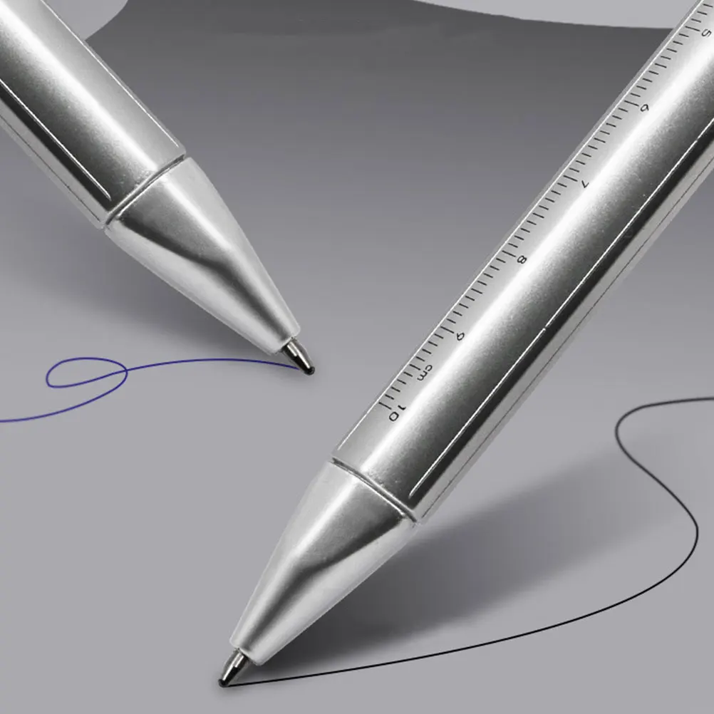 

8pcs Multi-Use Ballpoint Pen Plastic Scaled Pen Metal Nib Writing Tool For Students School Office Supplies Vernier