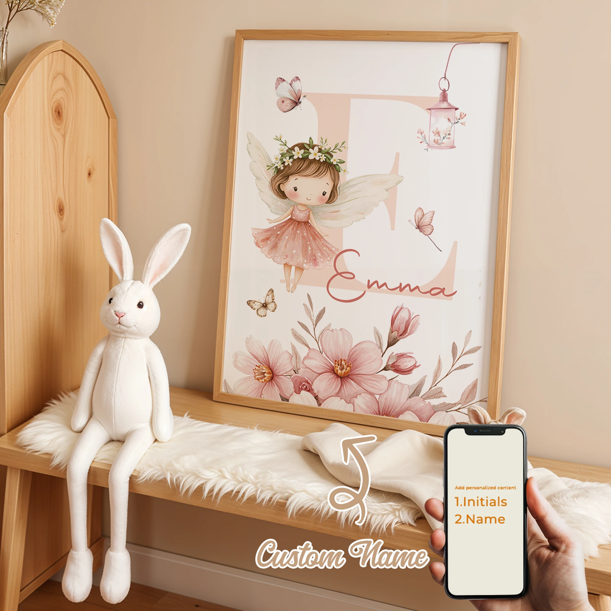 

Personalized Custom Name Cartoon Pixie Pink Wall Art Print Picture Canvas Poster Painting For Living Room Kids Room Home Decor