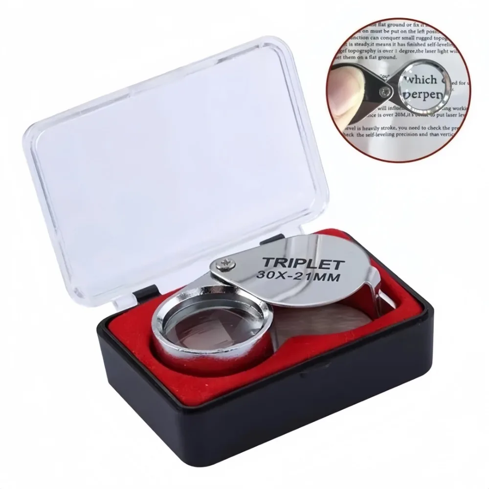 30/20/10x Magnifying Glass Metal Folding Glass Lens Specialized Amplifier for Identifying Antique Reading Materials The Elderly