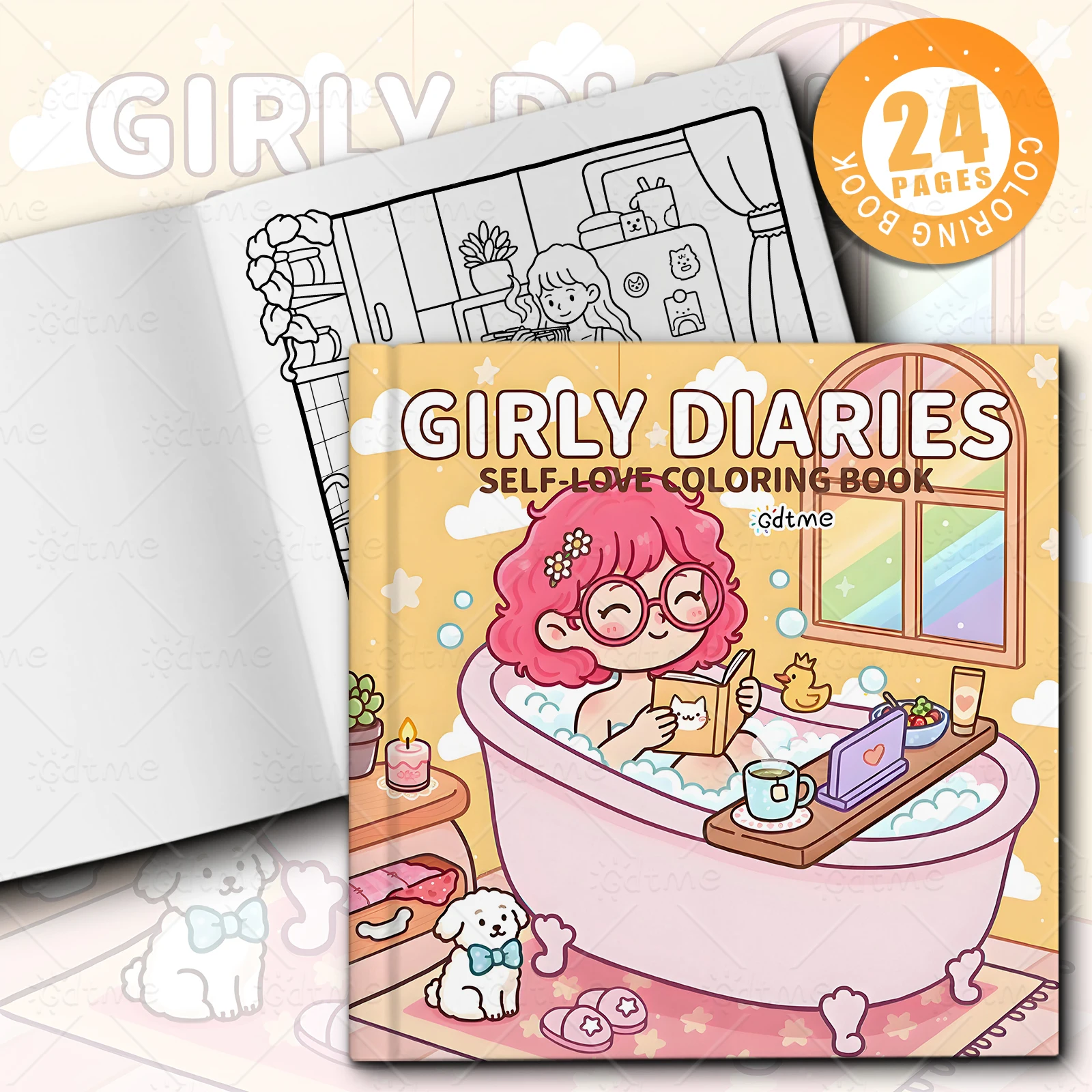 GIRLY DIARIES SELF- LOVE Coloring Book for Adults Featuring Cute Cozy Daily Activities for Relaxation (Cozy Spaces Coloring)