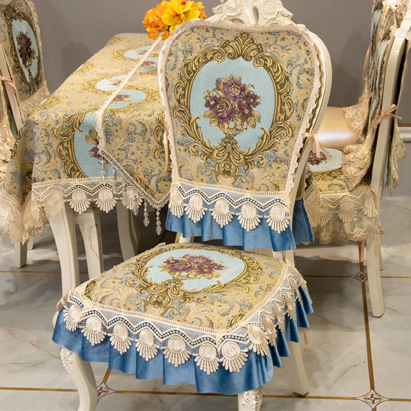 

New European Chair Cover Exquisite Table Decoration Cloth Tablerunner Non-Slip Dining Chair Cushion Home Decor Custom Tablecloth