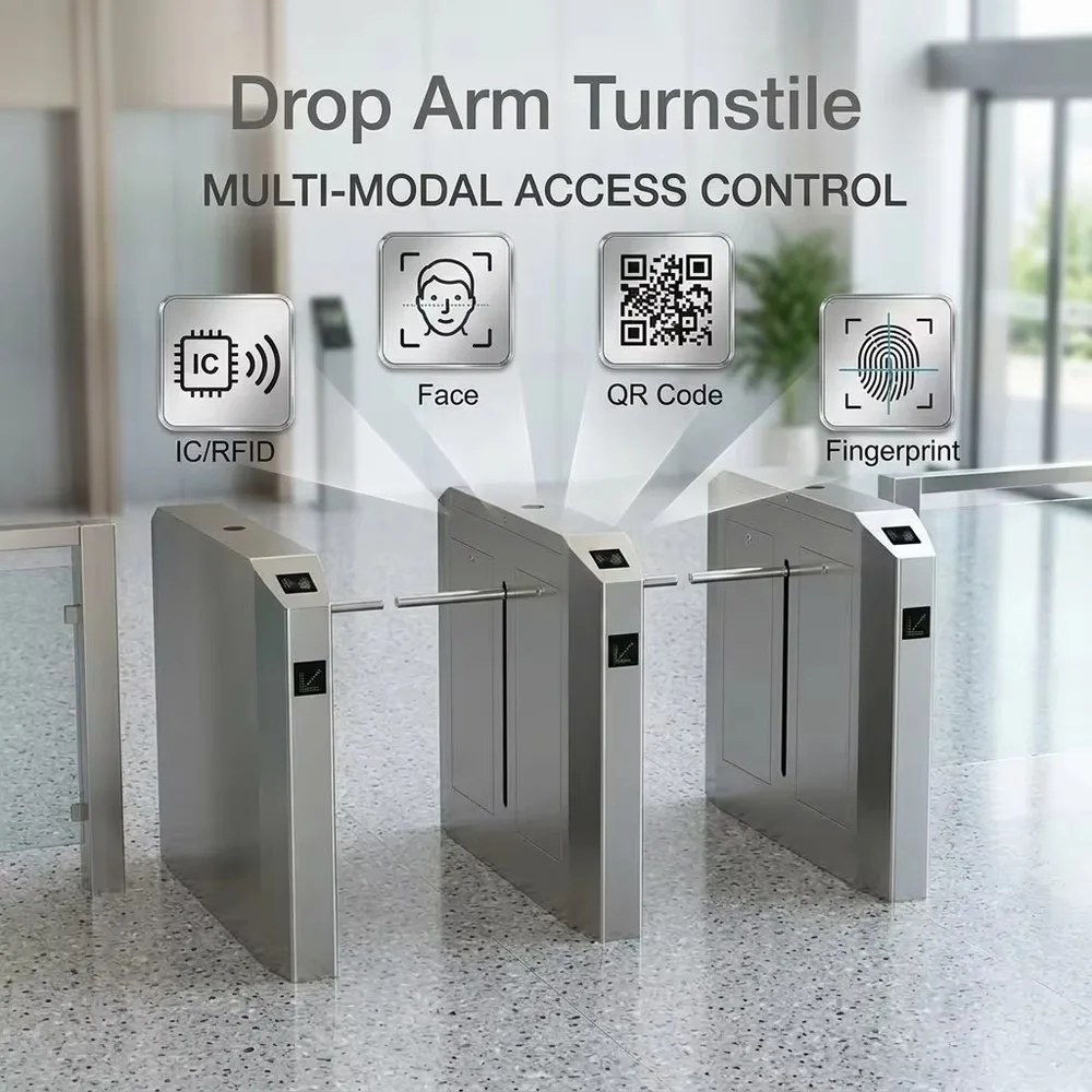 CE Certified 304 Stainless Steel Single Turnstile Gate Multi-Identification Access Control for Factory