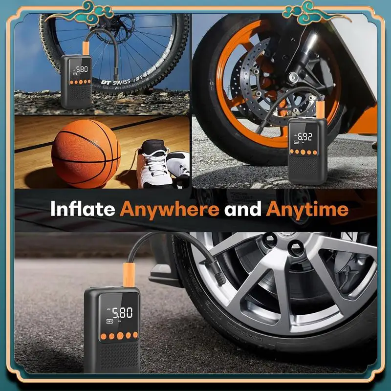 Latest Electric Tire Inflator Portable Air Compressor - Cordless Air Pump Tires - Bicycle Pump With Air Pressure Gauge Durable