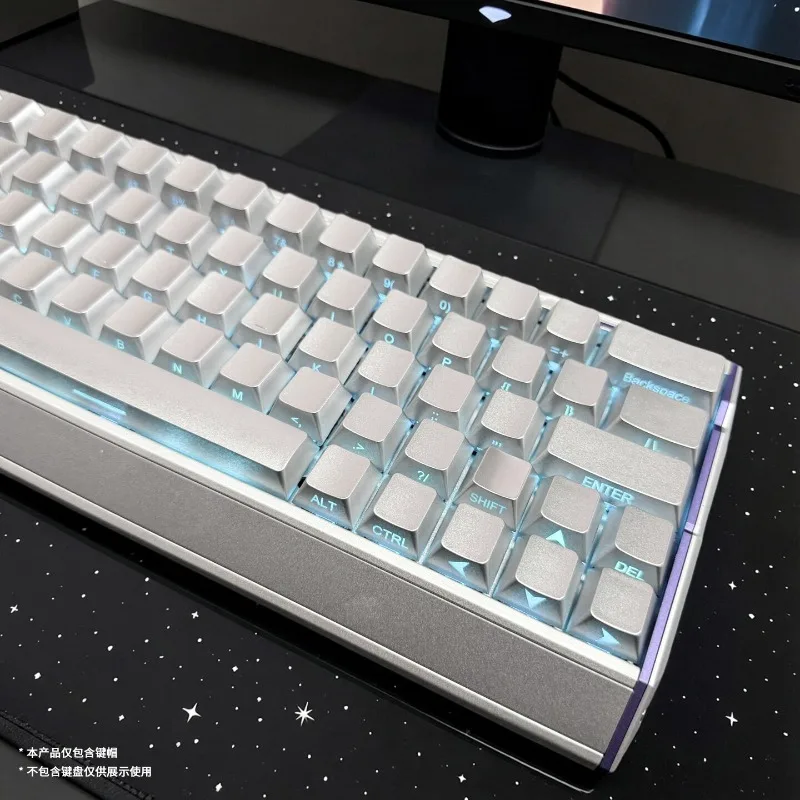 Silver Metal Keycaps Set Customized Side Engraved Translucent Cherry Profile Keyboard Cap for Mechanical Keyboard Accessories