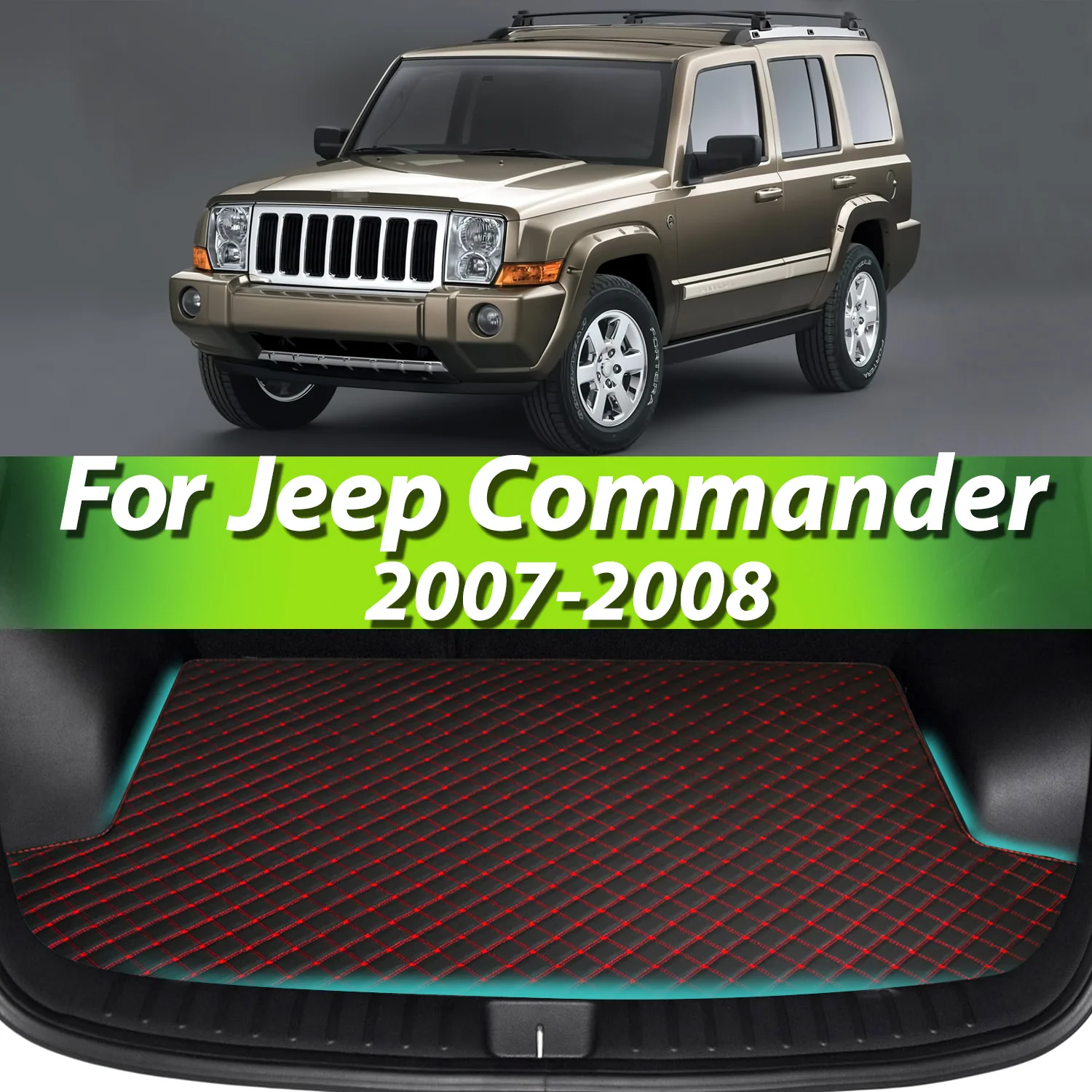 

For Jeep Commander 2007-2008 Artificial Leather Car Trunk Mat Rear Trunk Cargo Protective Mat Car Interior Accessories