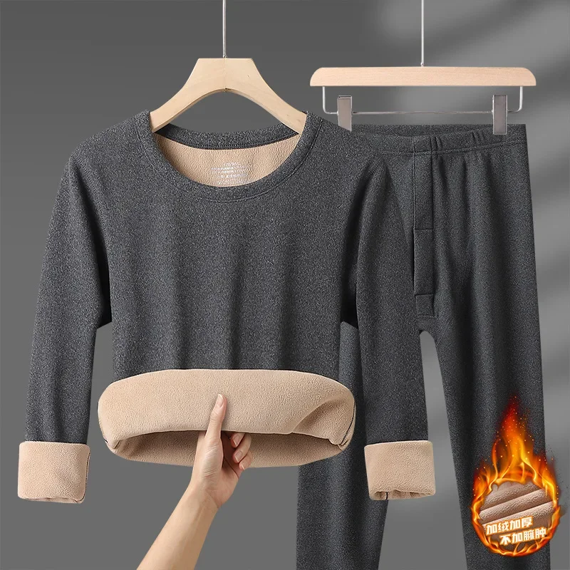 Winter Thermal Underwear Sets Men Women Velvet Tops +Long Pants Comfortable Skin-friendly Elastic Thickening Warm 2 Piece Set