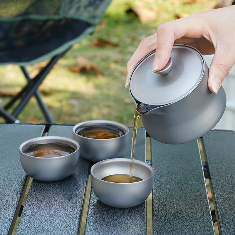 

Кемпинг Титановый чайник Gaiwan Сверхлегкий чайный напиток Чашки Gaiwan Pot