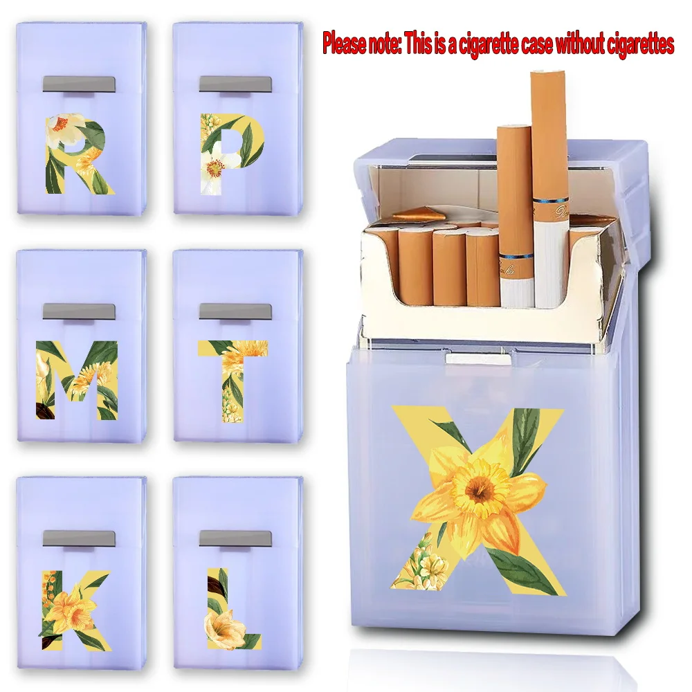 

Waterproof Cigarette Organizer Storage Case Plastic Cigarette With Magnetic Buckle Cigar Protective Cover Floral Letter Pattern