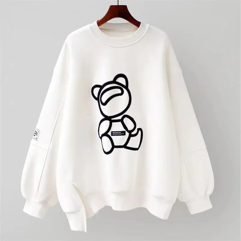 

Women's Harajuku Loose Bear Oversized Sweater Retro Harajuku 2023 Spring and Autumn New Jacket Pullover Long-sleeved Sweater