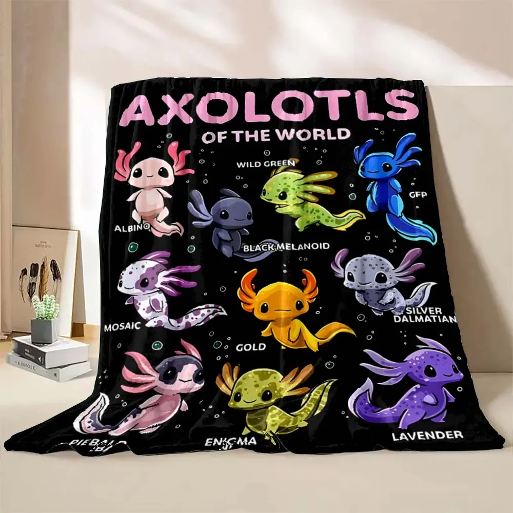 6 Sizes Cute Axolotl Printed Blanket Warm Soft and Comfortable Home Travel Blanket Sofa Bedding Cover Blanket Kids Gamer Gift