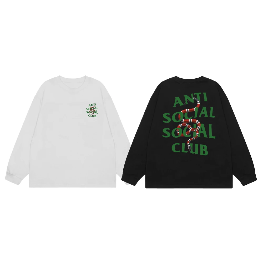 

Свободная футболка с длинным рукавом ASSC Snake Asia Limited Edition, хлопковая, с принтом, молодежная, модная, антибактериальная, на все сезоны, с круглым вырезом