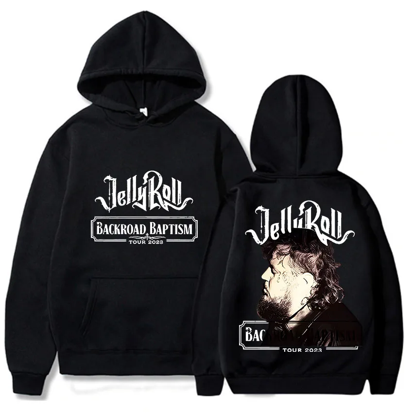 Jelly Roll Hoodie Back Printing Hip Hop Fleece Sweatshirts Long-sleeved Gothic Hooded Clothing Ropa Hombre Fashion Retro Hoody