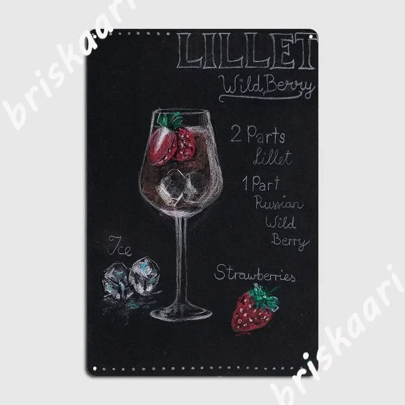 Lillet Wildberry Cocktail Lover Metallschild Poster Küche Gestaltung Wandbild Blechschild Poster