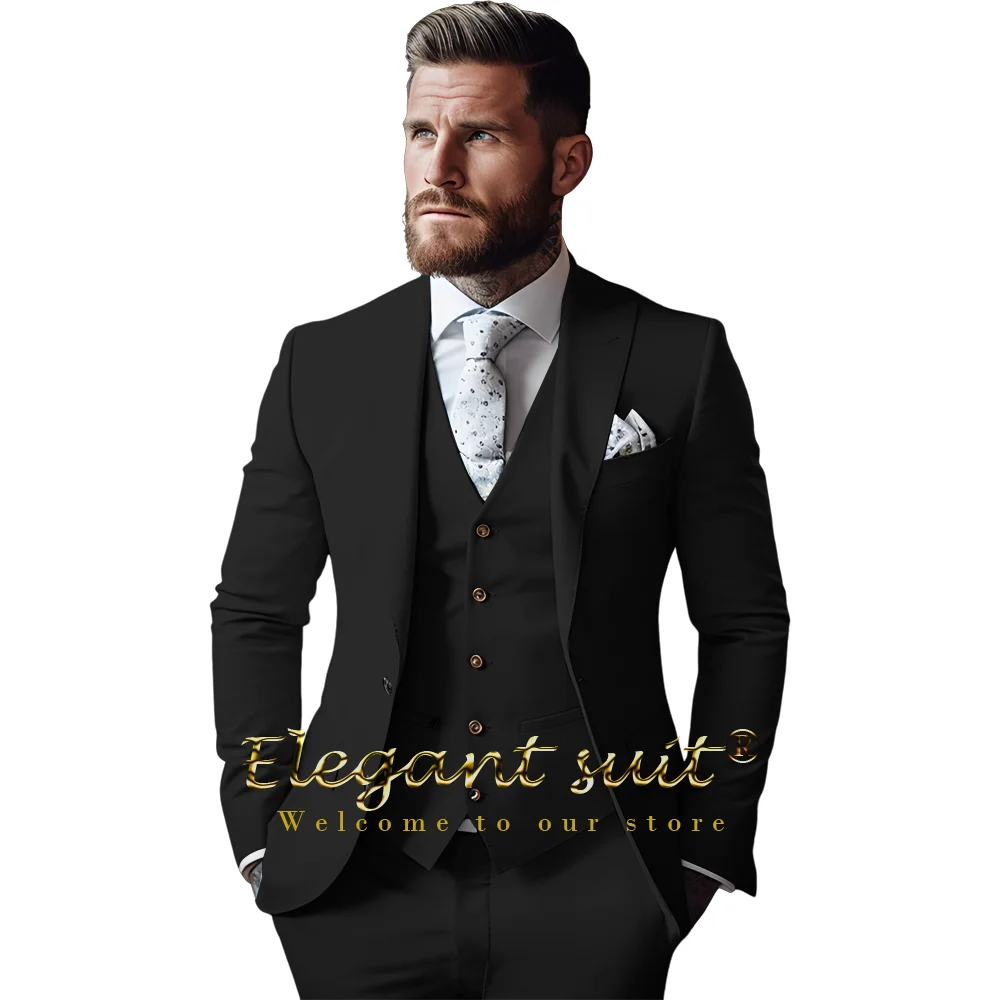 Men's wedding holiday banquet suit dress 3 piece suit, custom party dance tuxedo, slim fit formal occasion elegant suit