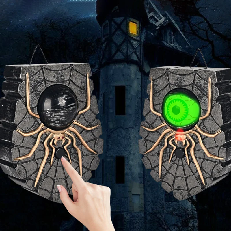 New Halloween Spider Doorbell Glowing Sound One Eyed Doorbell Decoration Horror Doorbell Bar Secret Room Ghost House Trick Prop