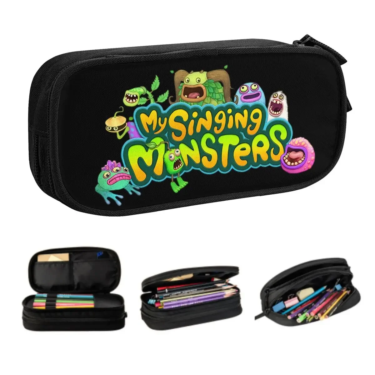 Custom My Singing Monster School Pencil Cases Boys Gilrs Large Storage Pencil Box Students Stationery