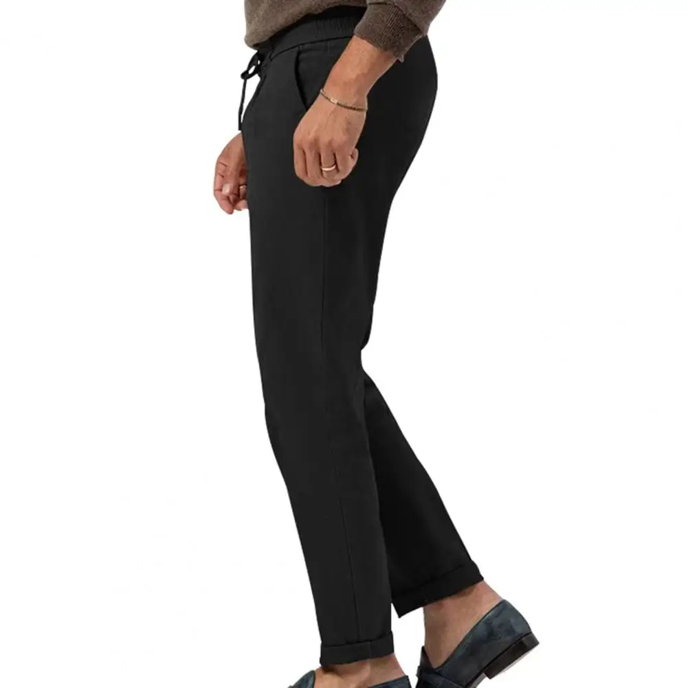 Quick Dry Pants for Men Men's Relaxed Fit Trousers Breathable Straight Leg Dress Pants Drawstring Office Trousers for Business