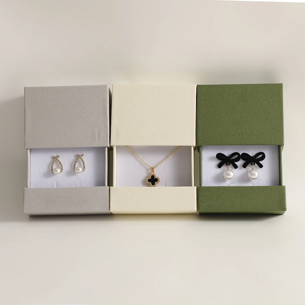 Cardboard Jewelry Case Minimalist Earrings Storage Box Jewelry Gift Box High Quality Sliding Jewelry Box For Gift Packaging