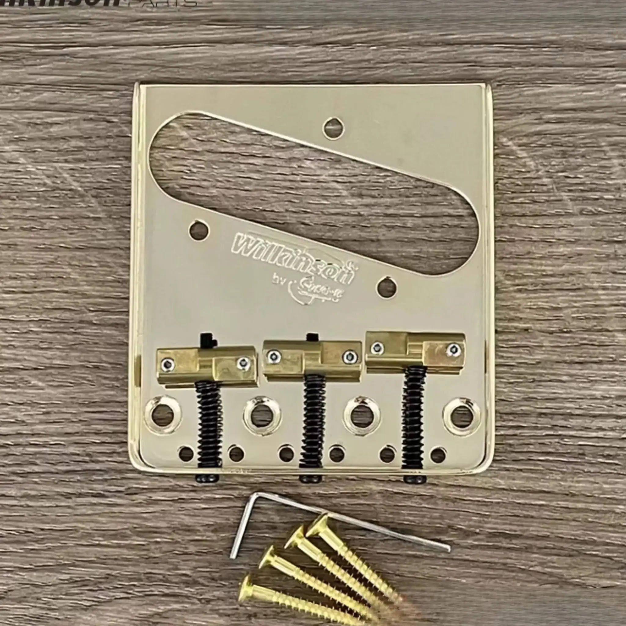 

Wilkinson WTBS Short Tele Style Guitar Bridge 3 Brass Saddles for FD TL Electric Guitar Chrome Gold