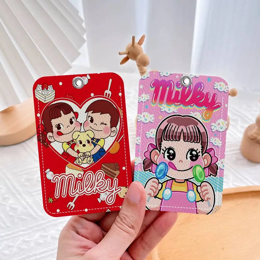 

M-mil-ky W-way P-peko-Chan Office Supply Men And Women Credit Card Keyrings Student Card ID Card Holder Credential Holder Card