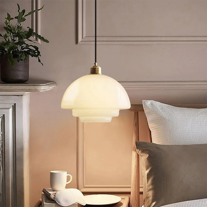 Nordic Cream white Glass Pendant Light Modern LED Lighting Creative Dining Room Bar Bedroom Porch Loft Home Indoor Lights
