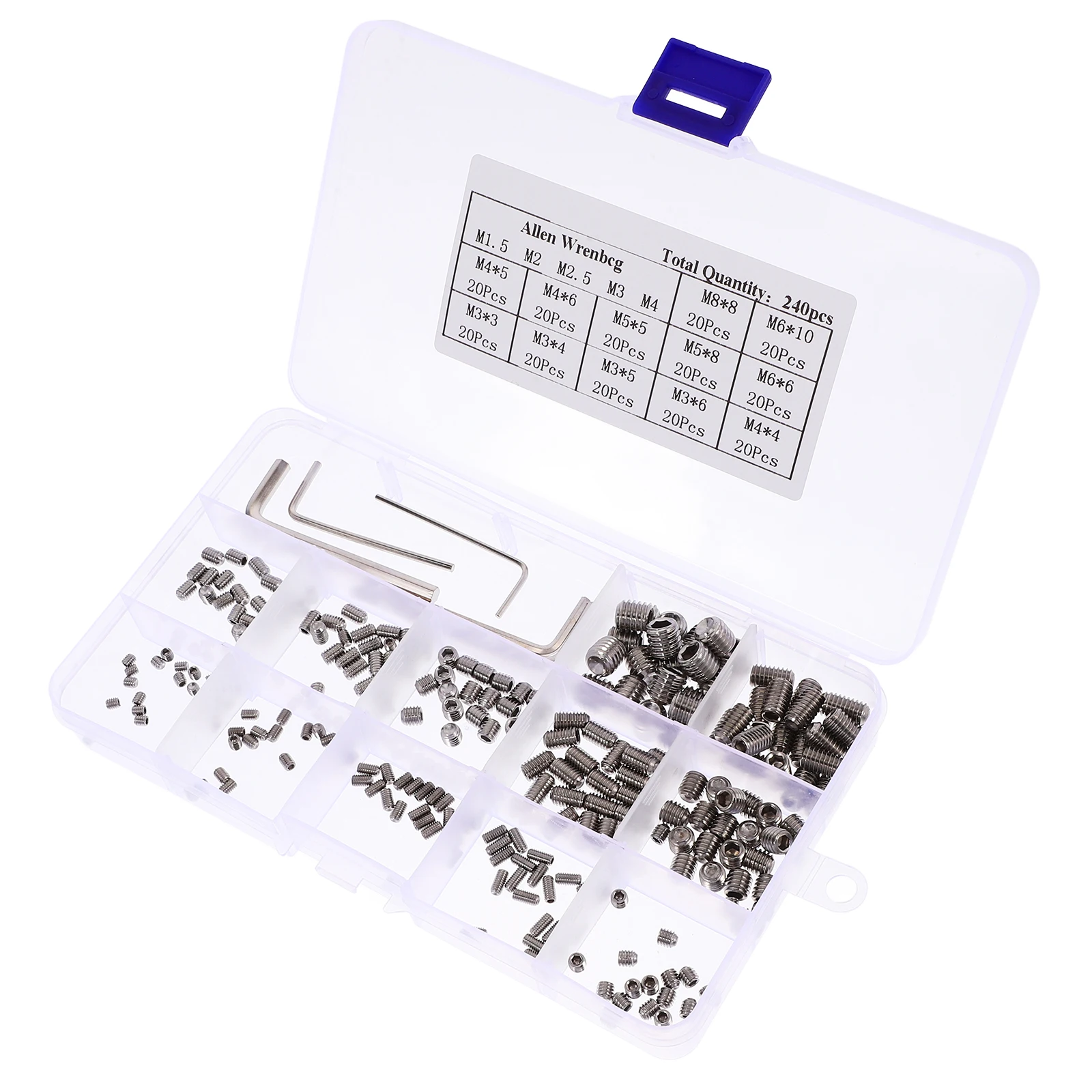 

1 set Stainless Steel Hexagon Socket Grub Screws Allen Set Screws Recessed End Positioning Assorted Sizes Metal Hardware