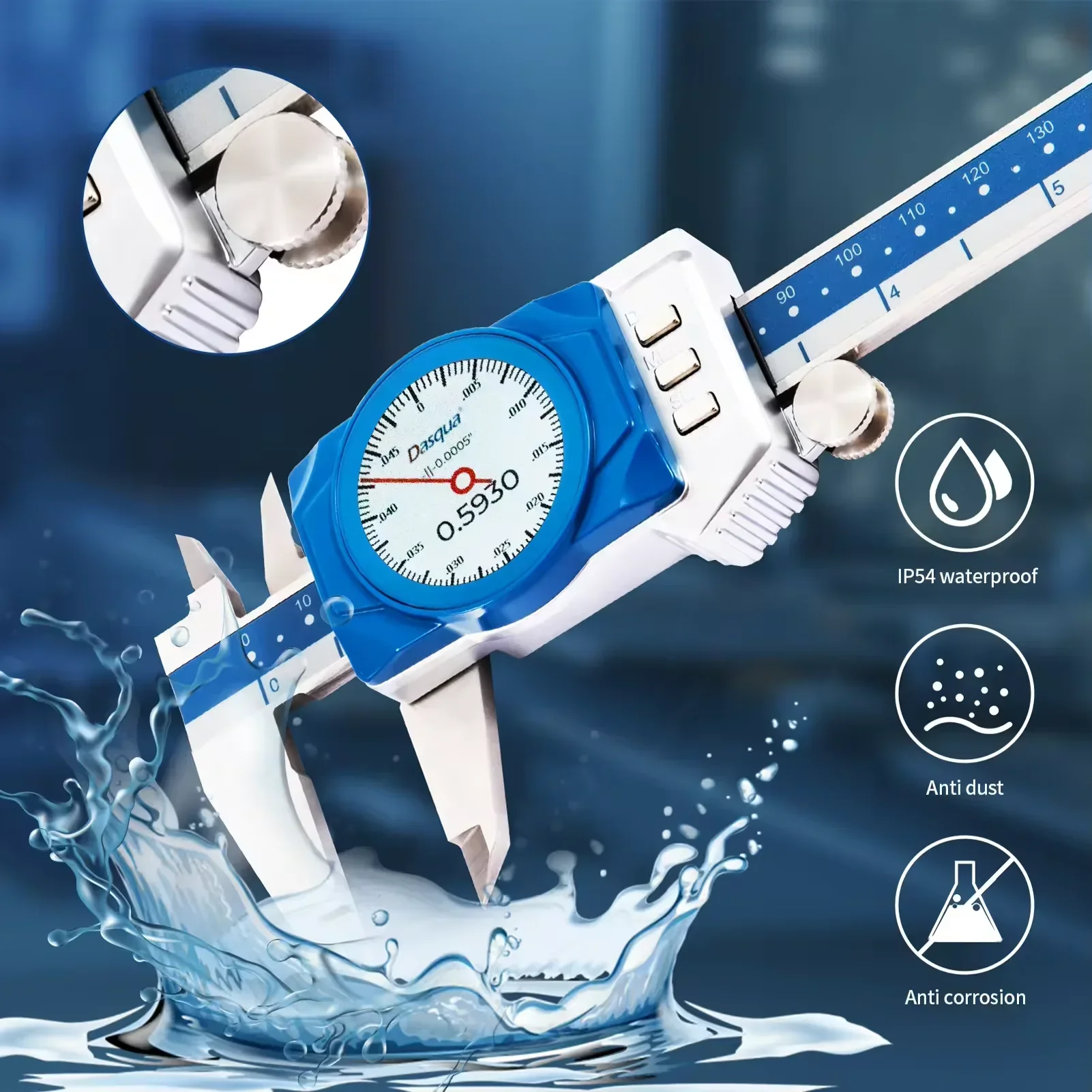 Защита IP67, нержавеющая сталь, максимальная точность, комбинированный циферблат 0–6 дюймов и цифровой штангенциркуль с большим цветным OLED-экраном