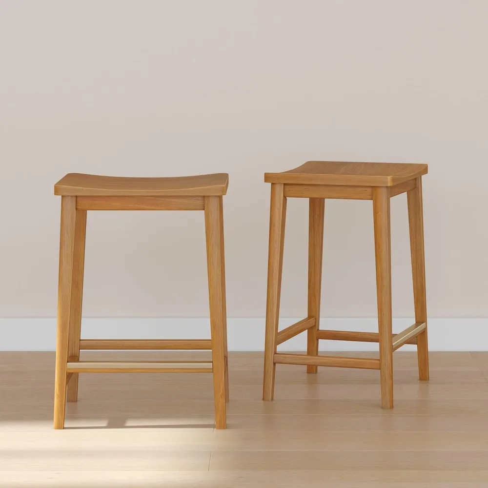مقعد Beam Smythe Counter، 24، مجموعة من 2، مقعد مرتفع من الخشب القوي وحديث للمطبخ، مقعد سرج بدون ظهر #1