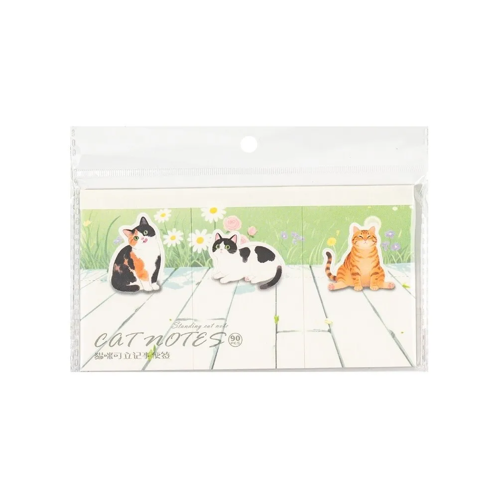 90 Sheets/Pack New Cartoon Cat Sticky Notes Daily Series Standable Memo Pad Illustration To Do List Notepad Message Notes