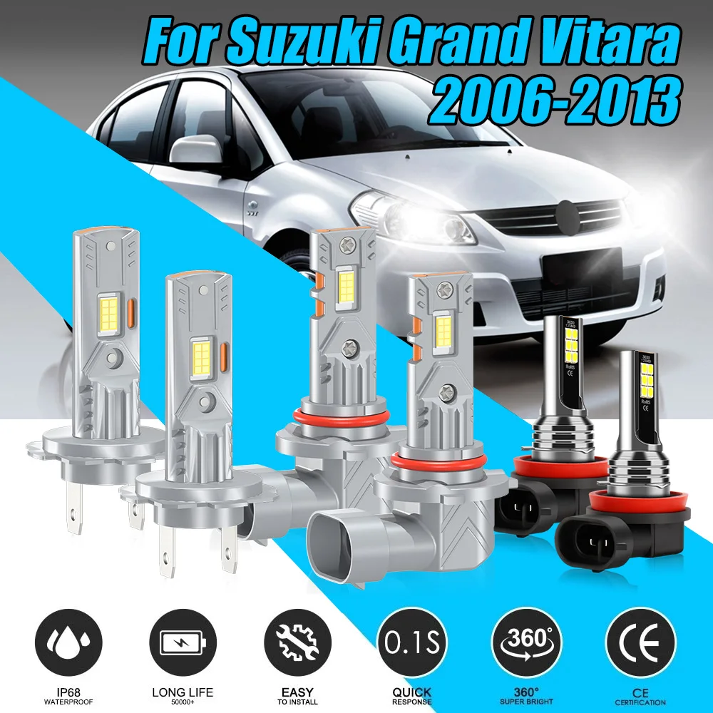 

60000LM Canbus Автомобильные светодиодные фары 6000K CSP чипы дальнего и ближнего света противотуманные фары 12 В для Suzuki Grand Vitara 2006-2013 без ошибок