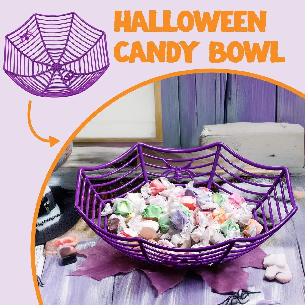 1/3 Stück Halloween-Süßigkeitenschale Spinnennetz Süßes oder Saures Schale Halloween-Dekorationen für Spukhaus Tisch Schreibtisch Party-Deko – Detail 3