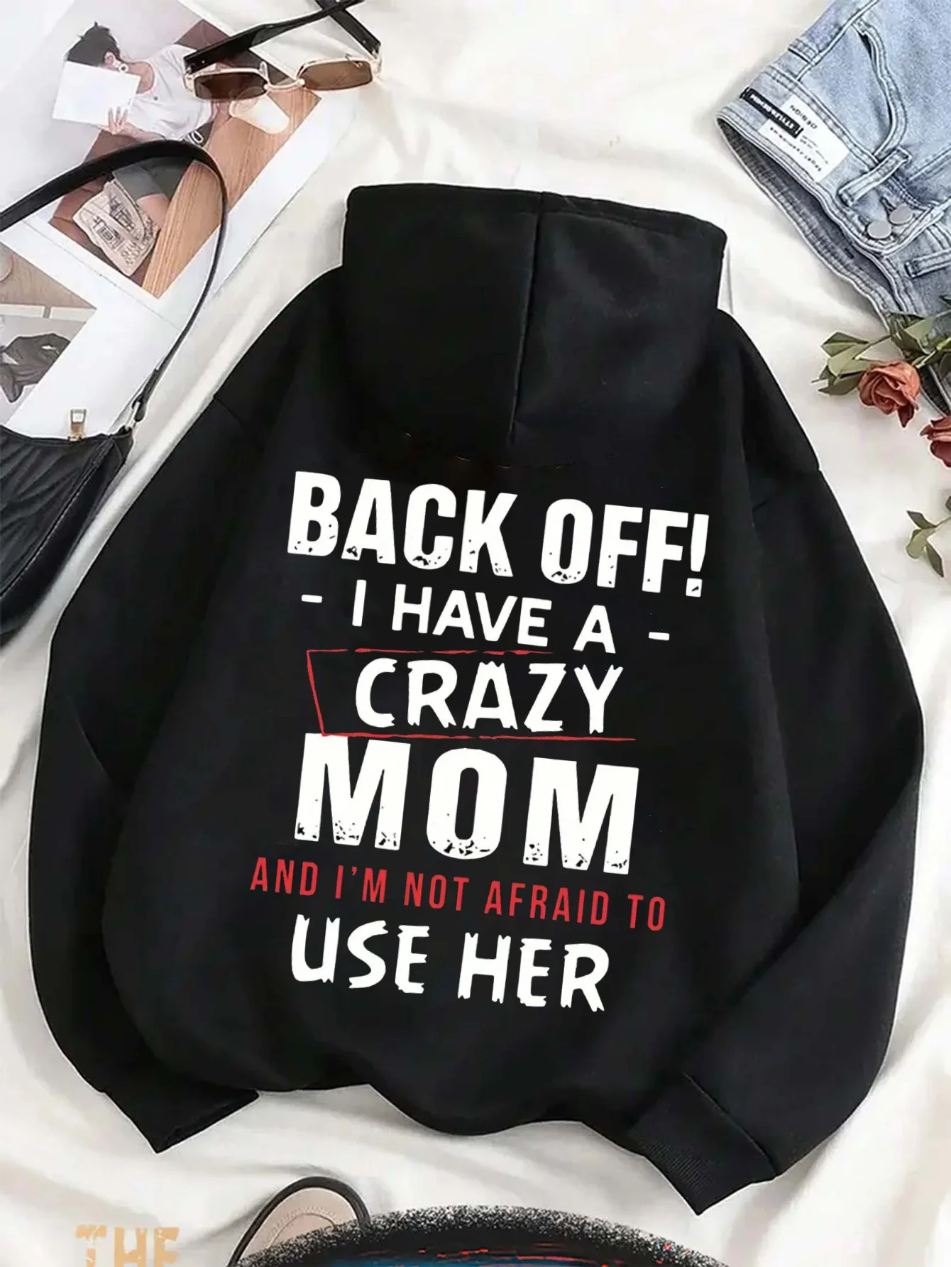 Casual Men's Hoodie I'M Not Afraid to Use Her Directional Print Design, Long-Sleeved Autumn and Winter Comfortable Versatile Fashion Top, Soft and Breathable Fabric, Perfect for Sports, Vacation, and Gift-Giving