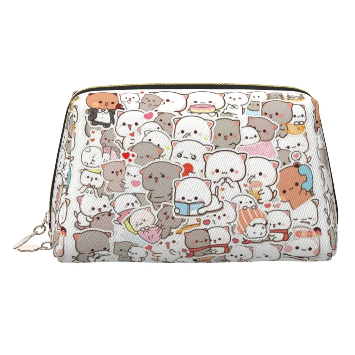 Cute Mochi Peach Cat (8) Women Cosmetic Bag Travel Makeup Organizer Pouch Toiletry Storage Dopp Kit Case