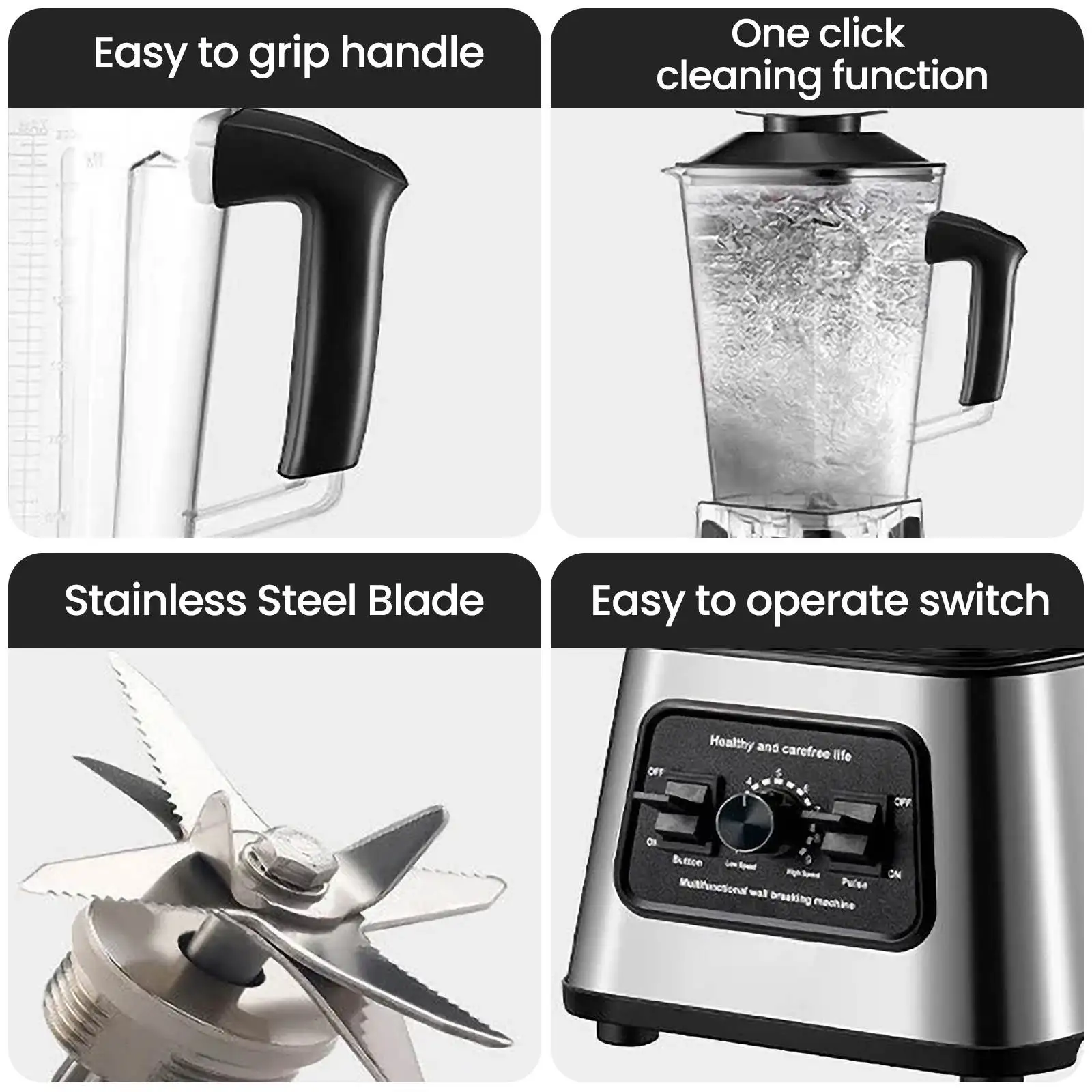 2-in-1 Haushalts-Standmixer, Multifunktionale Eiszerkleinerer- und Lebensmittelverarbeitungsmaschine für Smoothies, Saft, Nüsse und Babynahrung