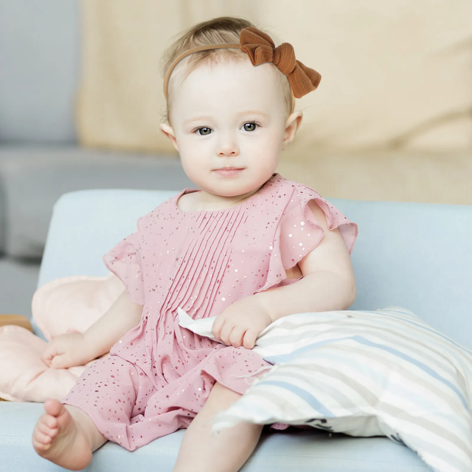 

16Pcs Bow Hair Bands Elastic Scrunchies Soft Nylon Ponytail Holders Cute Hair Ties for Girls Daily Party Use Ponytail Holder