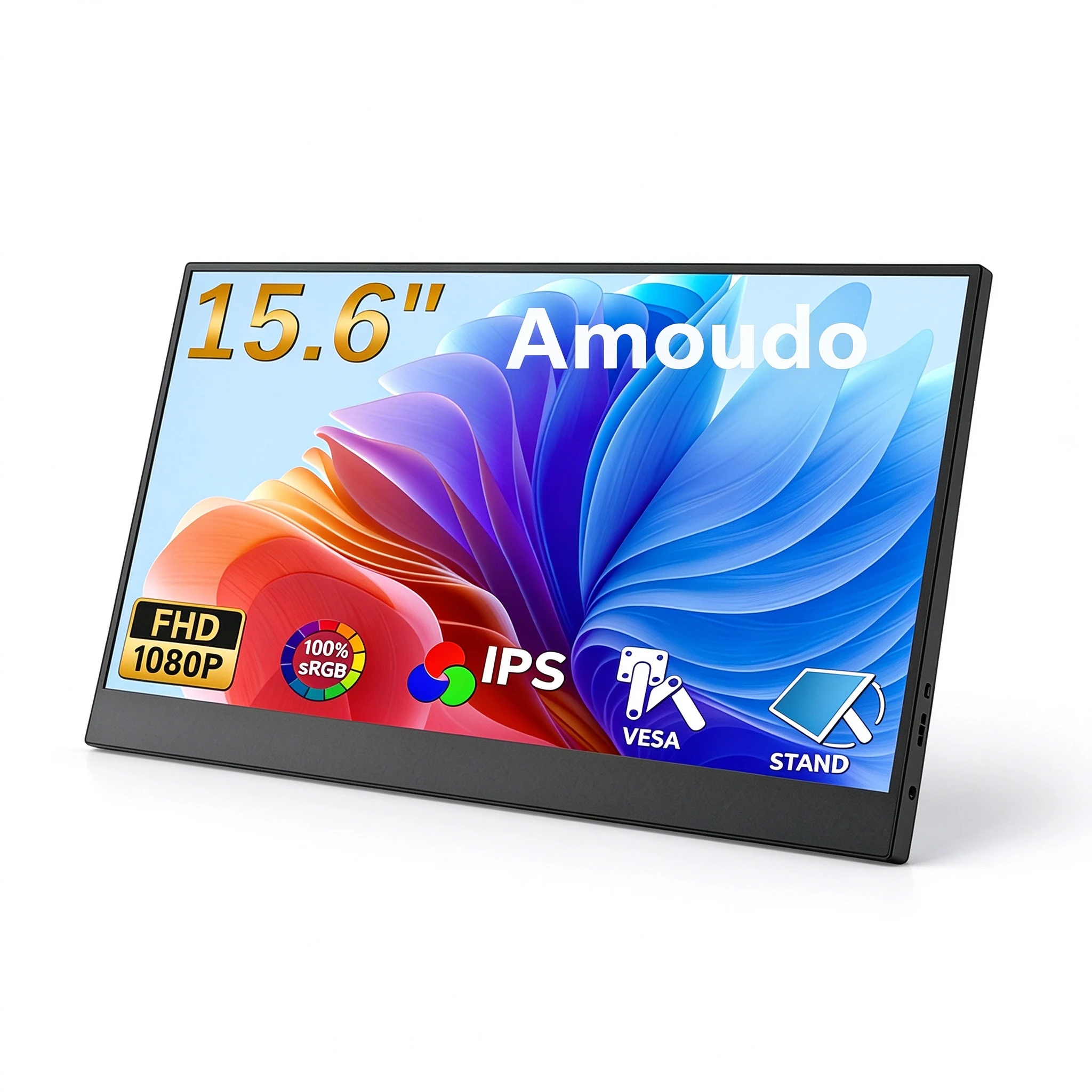 Amoudo 15.6 Inch Portable Monitor 1920x1080P  Extend Display IPS LCD Panel Penhole Stand VESA USBC Mini HDMI Mobile Display
